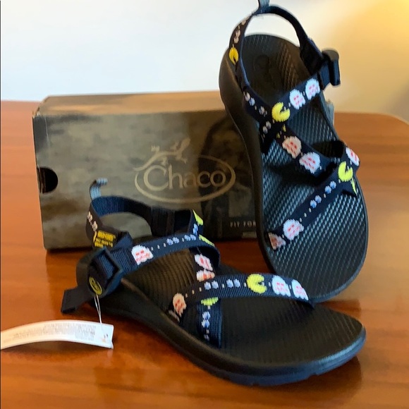 Chaco Kids Z1 Ecotread Size 1,3,4,5 US Pac-Man Scaredy Ghosts Sandals